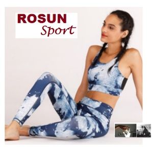 2pc Cute Blue Print Exercise Pants Set Size M
